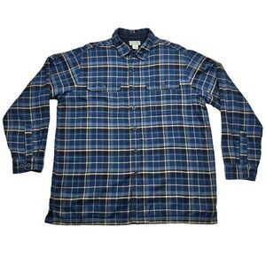 LL Bean Shirt Mens Large Blue Plaid Flannel Fleece Lined Jacket Blackwatch‎ Hike